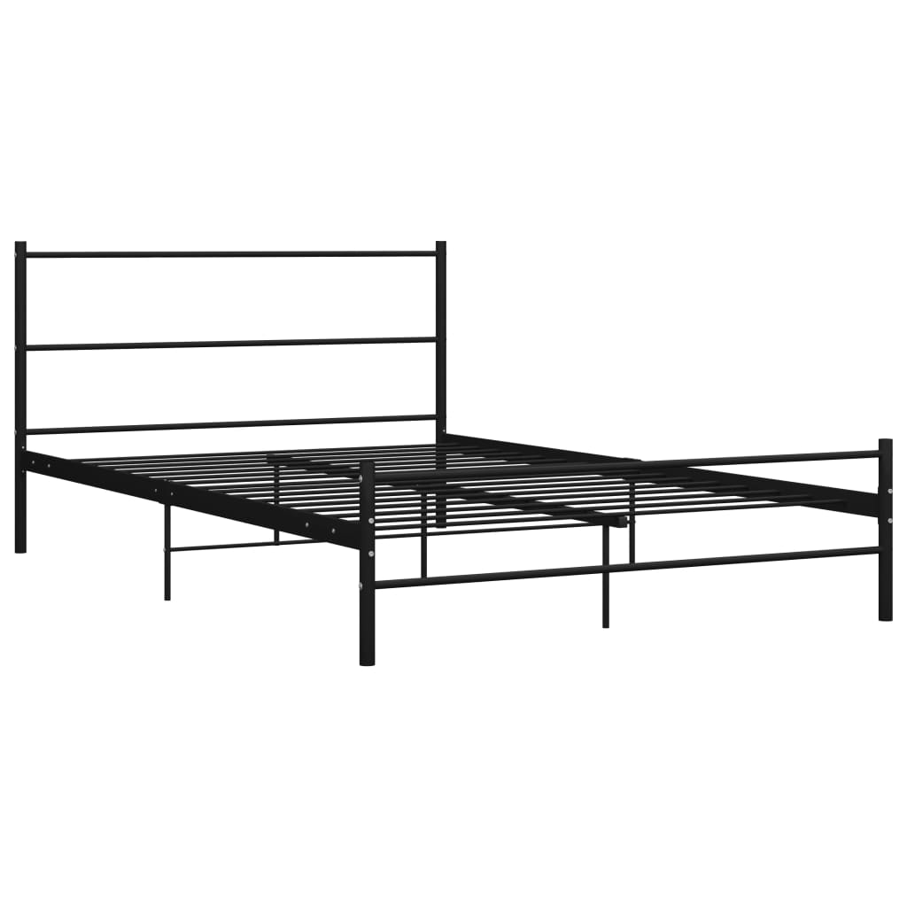 Sleek Black Metal Bed Frame with Headboard 160x200 cm