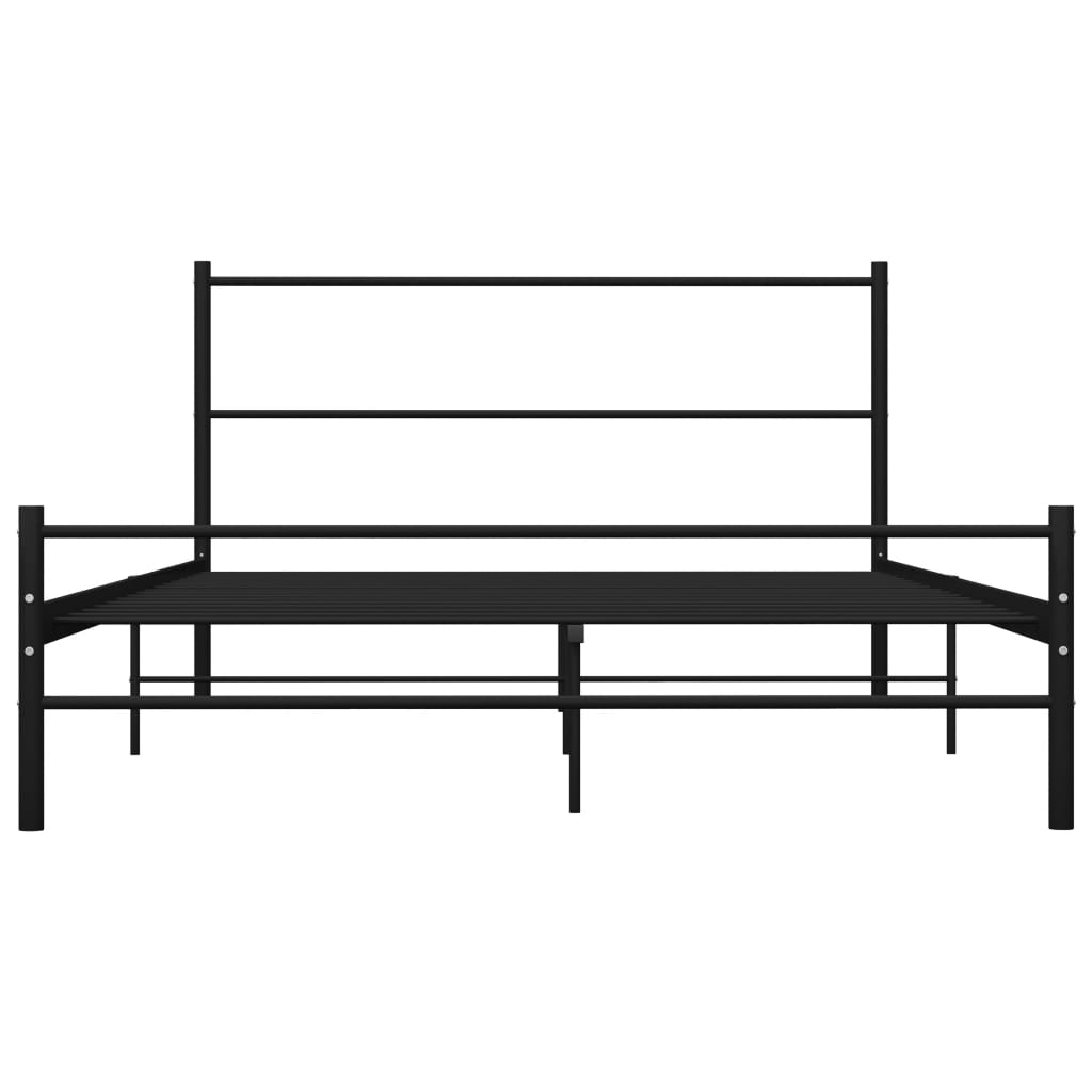 Sleek Black Metal Bed Frame with Headboard 160x200 cm