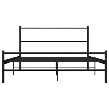 Sleek Black Metal Bed Frame with Headboard 160x200 cm