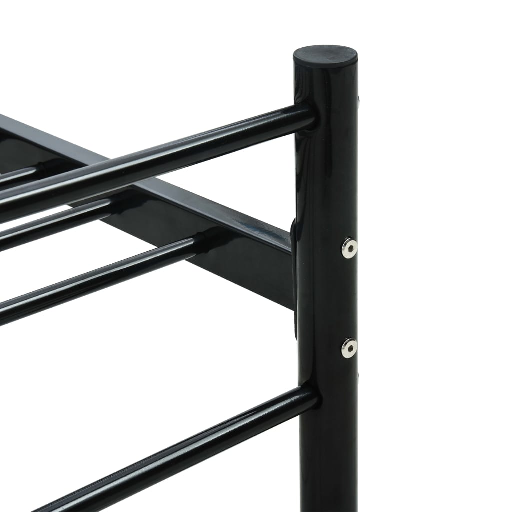 Sleek Black Metal Bed Frame with Headboard 160x200 cm
