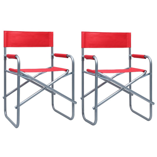 Red Steel Director's Chairs Set of 2 - Stylish & Durable Seating