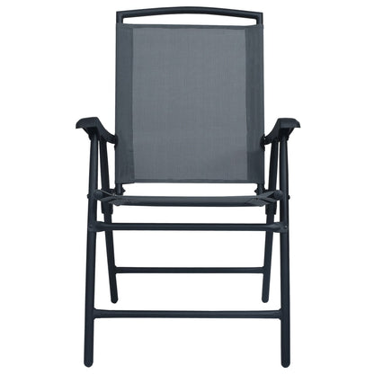 Stylish Texilene Grey Folding Garden Chairs - Set of 2