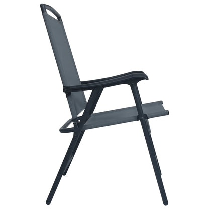 Stylish Texilene Grey Folding Garden Chairs - Set of 2