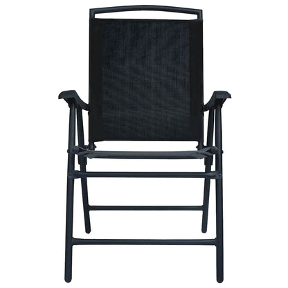 Set of 2 Black Folding Garden Chairs - Stylish Texilene Design