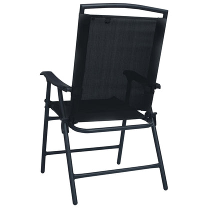 Set of 2 Black Folding Garden Chairs - Stylish Texilene Design