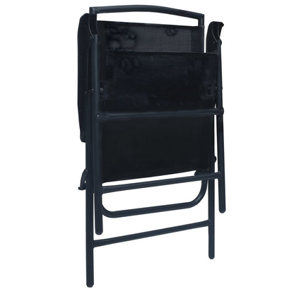 Set of 2 Black Folding Garden Chairs - Stylish Texilene Design