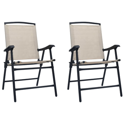 Cream Texilene Folding Garden Chairs, Set of 2 - Durable & Stylish