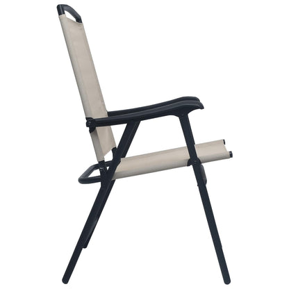 Cream Texilene Folding Garden Chairs, Set of 2 - Durable & Stylish