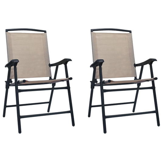 Taupe Texilene Folding Garden Chairs, Set of 2 - Durable & Stylish