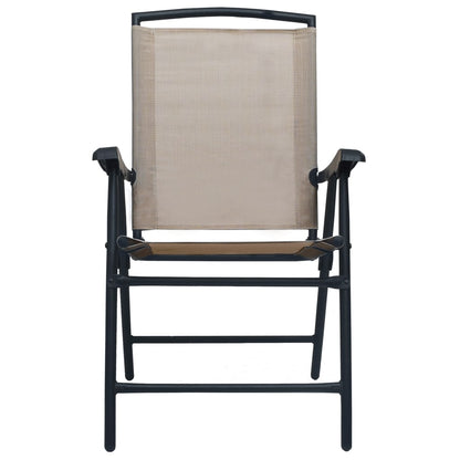 Taupe Texilene Folding Garden Chairs, Set of 2 - Durable & Stylish
