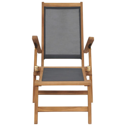 Black Teak Wood Deck Chair with Footrest - Solid & Stylish