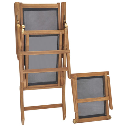 Black Teak Wood Deck Chair with Footrest - Solid & Stylish