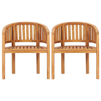 Solid Teak Wood Banana Chairs Set of 2 - Durable & Stylish