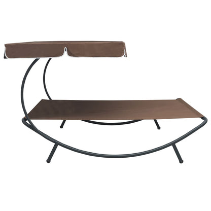 Brown Outdoor Lounge Bed with Canopy - Durable & Stylish Relaxation