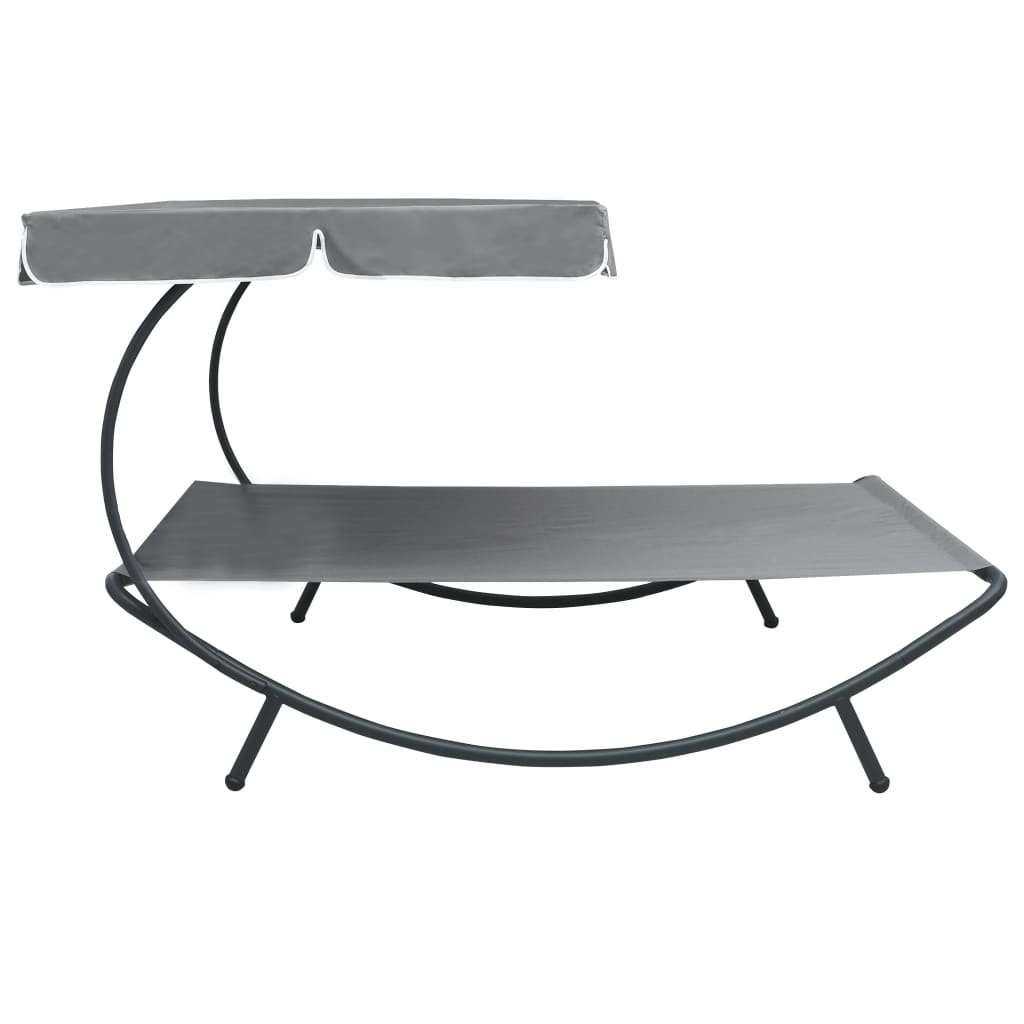 Grey Outdoor Lounge Bed with Canopy - Comfortable & Stylish Relaxation