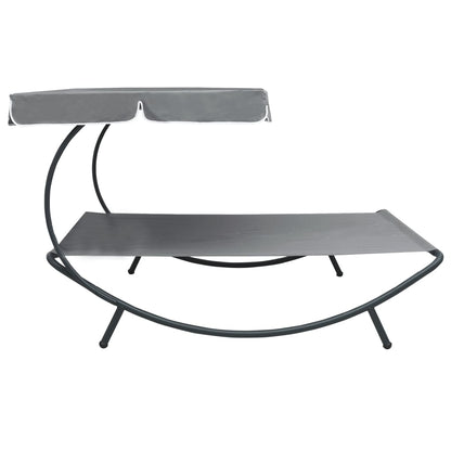 Grey Outdoor Lounge Bed with Canopy - Comfortable & Stylish Relaxation