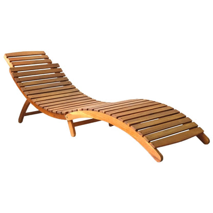 Brown Solid Acacia Wood Sun Lounger - Durable Outdoor Comfort