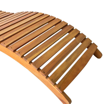 Brown Solid Acacia Wood Sun Lounger - Durable Outdoor Comfort