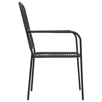 Stylish Black Garden Chairs Set of 2: Cotton Rope & Steel Design
