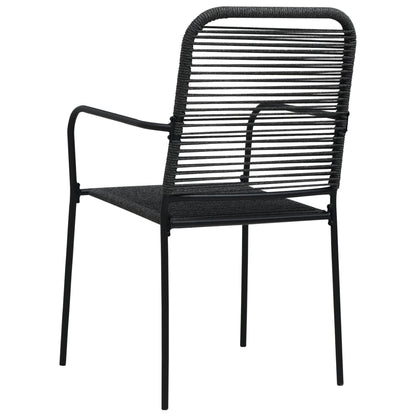 Stylish Black Garden Chairs Set of 2: Cotton Rope & Steel Design