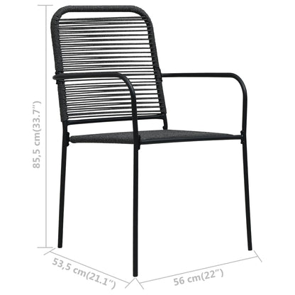 Stylish Black Garden Chairs Set of 2: Cotton Rope & Steel Design
