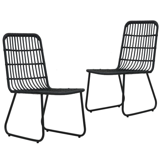 Sleek Black 2-Piece Poly Rattan Garden Chairs Set