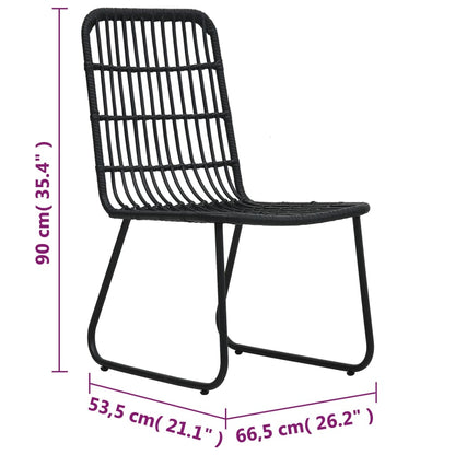 Sleek Black 2-Piece Poly Rattan Garden Chairs Set