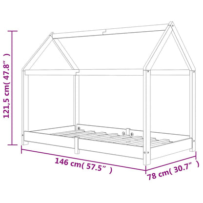 Kids Solid Pine Wood Bed Frame 70x140 cm - Durable & Stylish