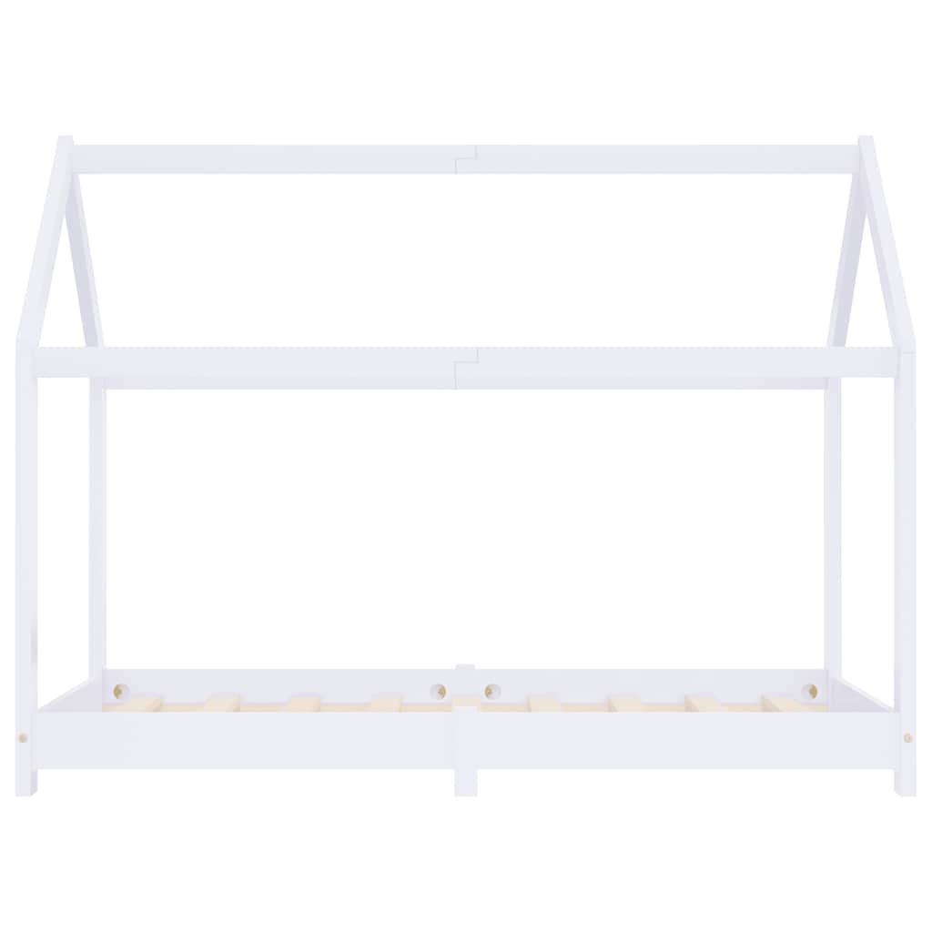 White Solid Pine Wood Kids Bed Frame - 80x160 cm