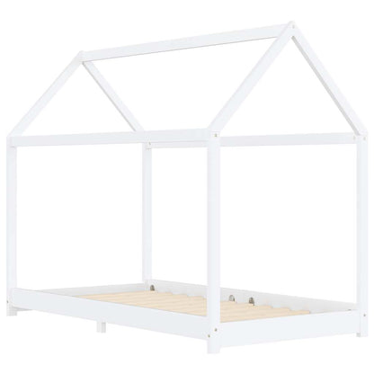 White Solid Pine Wood Kids Bed Frame - 90x200 cm