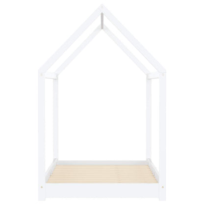White Solid Pine Wood Kids Bed Frame - 90x200 cm