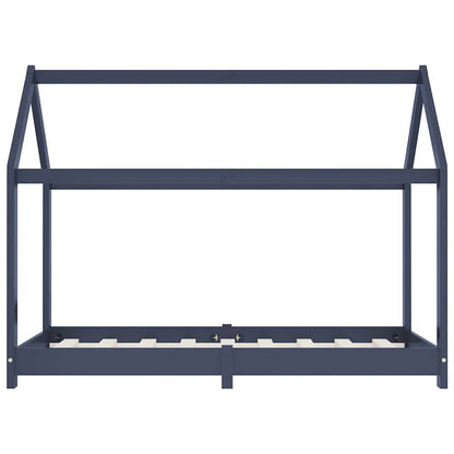 Solid Pine Wood Kids Bed Frame - Grey 70x140 cm
