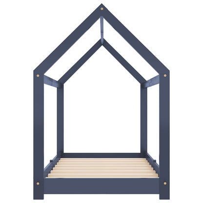 Solid Pine Wood Kids Bed Frame - Grey 70x140 cm