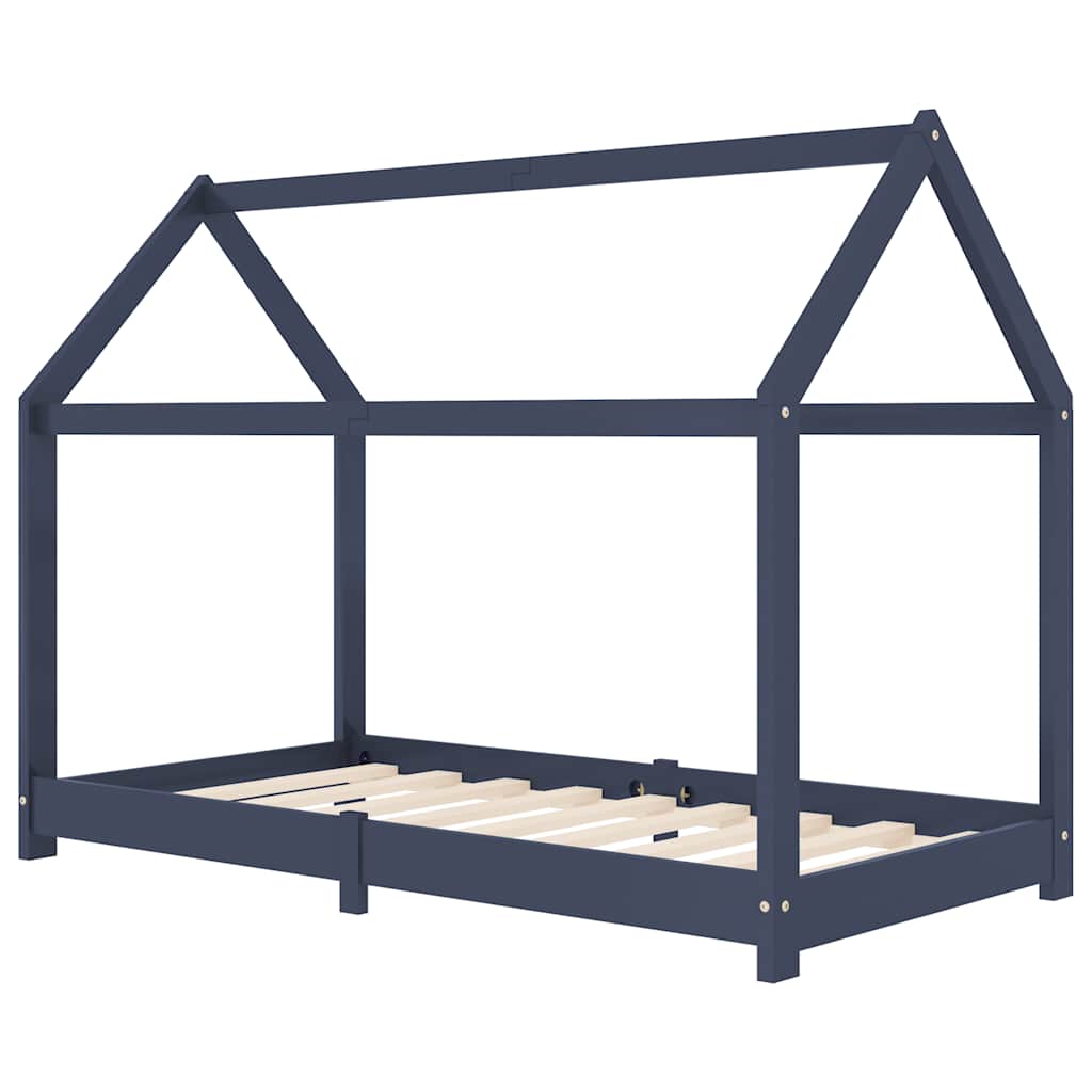 Solid Pine Grey Kids Bed Frame 80x160 cm - Durable & Stylish
