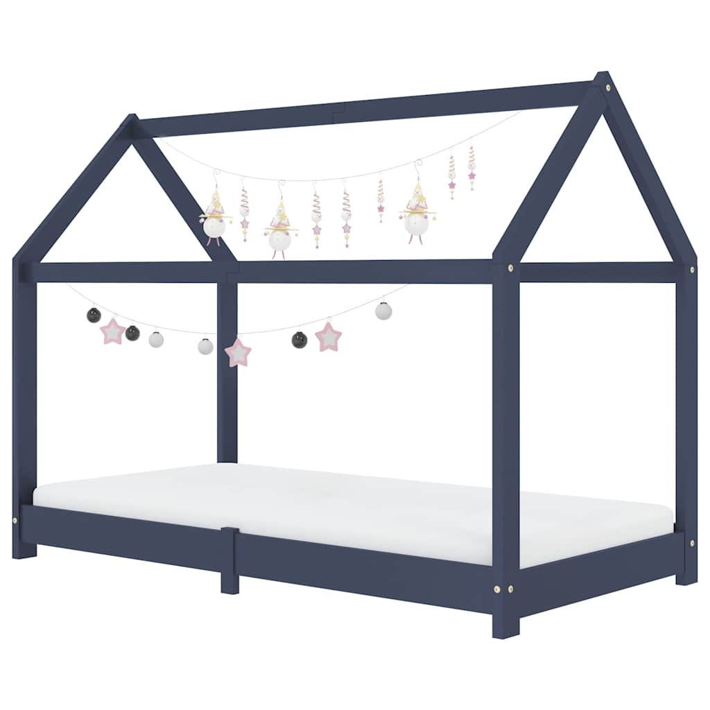 Solid Pine Grey Kids Bed Frame 80x160 cm - Durable & Stylish