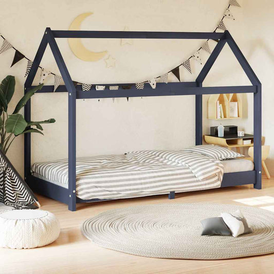 Solid Pine Grey Kids Bed Frame 80x160 cm - Durable & Stylish