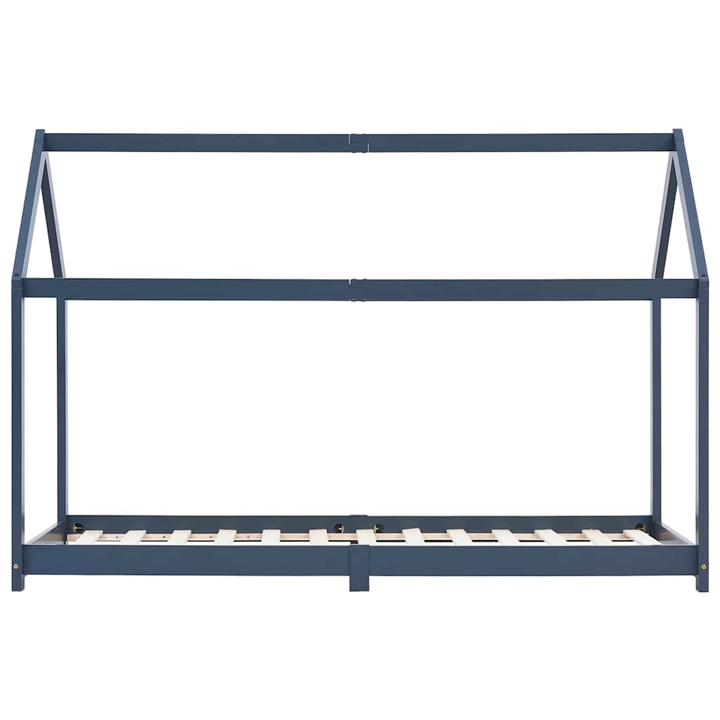 Kids Grey Solid Pine Wood Bed Frame 90x200 cm