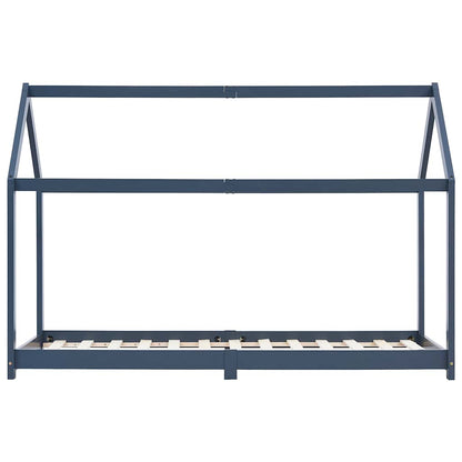 Kids Grey Solid Pine Wood Bed Frame 90x200 cm