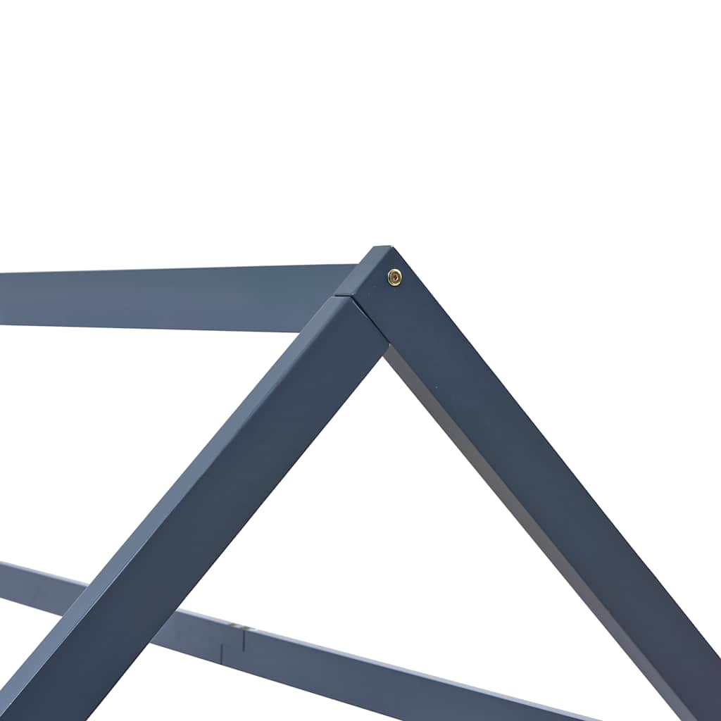 Kids Grey Solid Pine Wood Bed Frame 90x200 cm