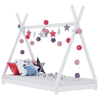 Kids White Solid Pine Bed Frame 80x160 cm