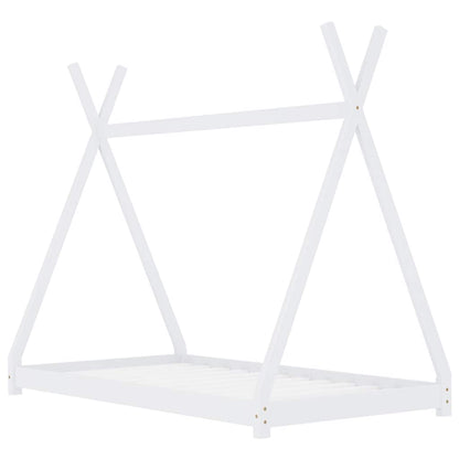 Kids White Solid Pine Bed Frame 80x160 cm
