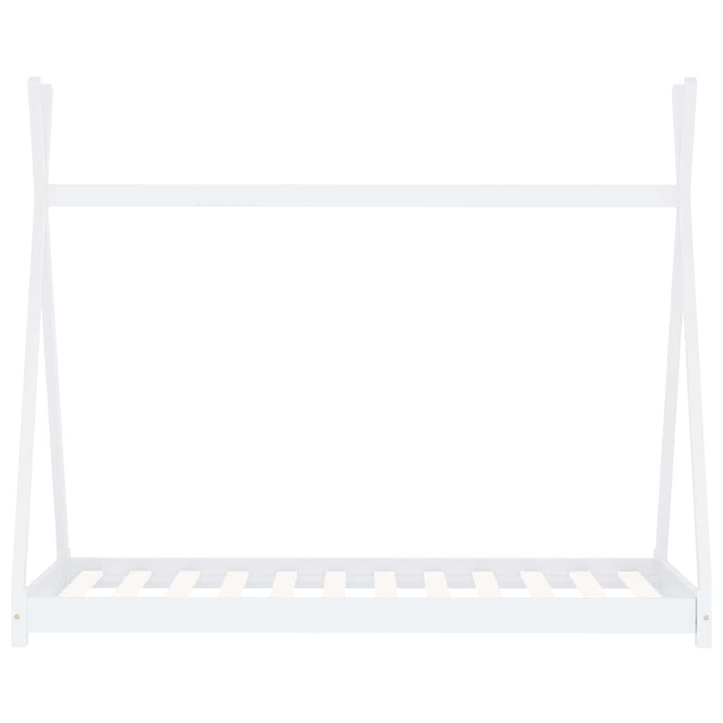 Kids White Solid Pine Bed Frame 80x160 cm