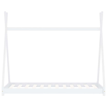 Kids White Solid Pine Bed Frame 80x160 cm