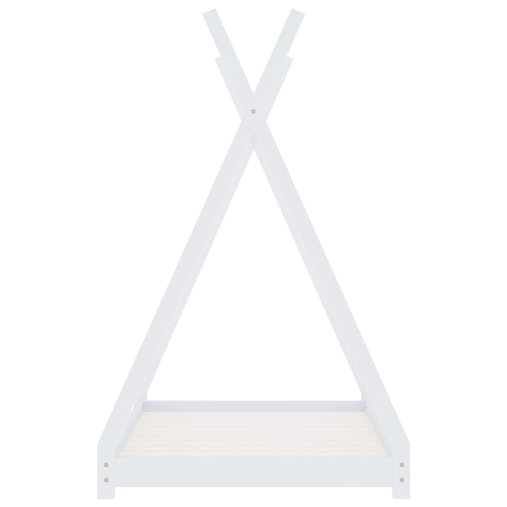 Kids White Solid Pine Bed Frame 80x160 cm