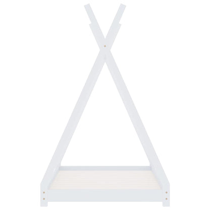 Kids White Solid Pine Bed Frame 80x160 cm