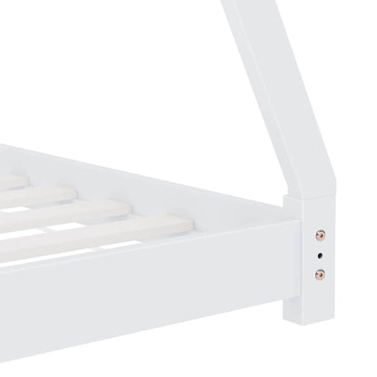 Kids White Solid Pine Bed Frame 80x160 cm