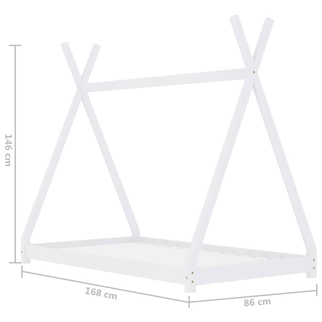 Kids White Solid Pine Bed Frame 80x160 cm