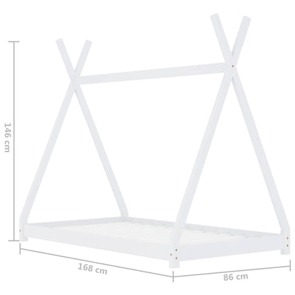 Kids White Solid Pine Bed Frame 80x160 cm