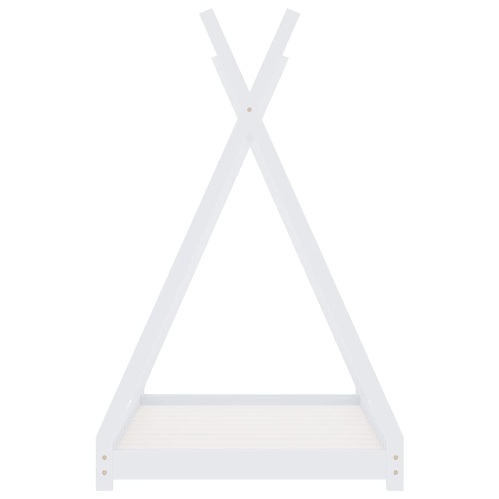 Kids White Solid Pine Wood Bed Frame 90x200 cm