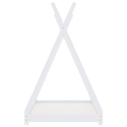 Kids White Solid Pine Wood Bed Frame 90x200 cm